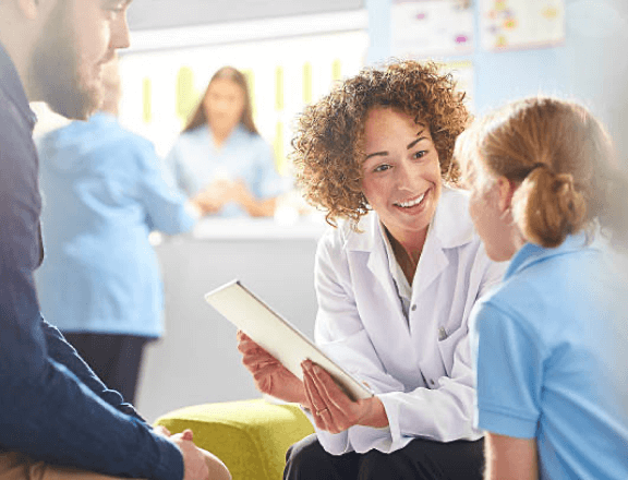 Doctor showing results to a patient