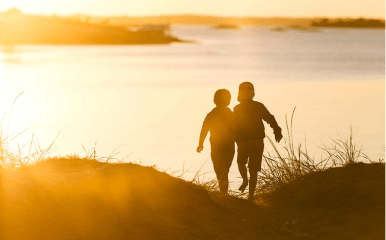 Kids in the sunset